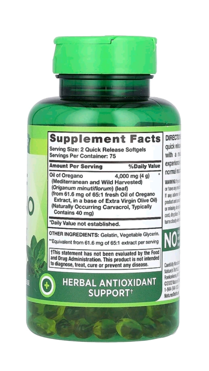 Oil Of Oregano 4000mg 150 capsules Nature's truth