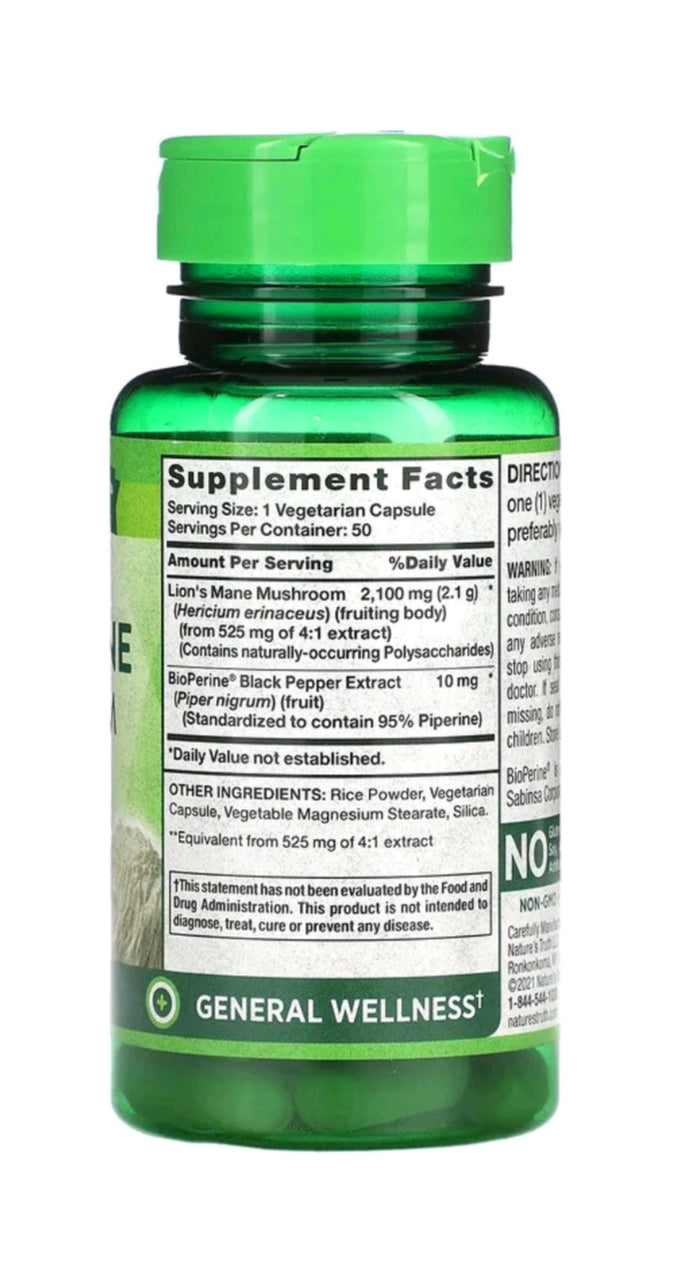 Lion's Mane 2100mg 50 capsules Nature's truth