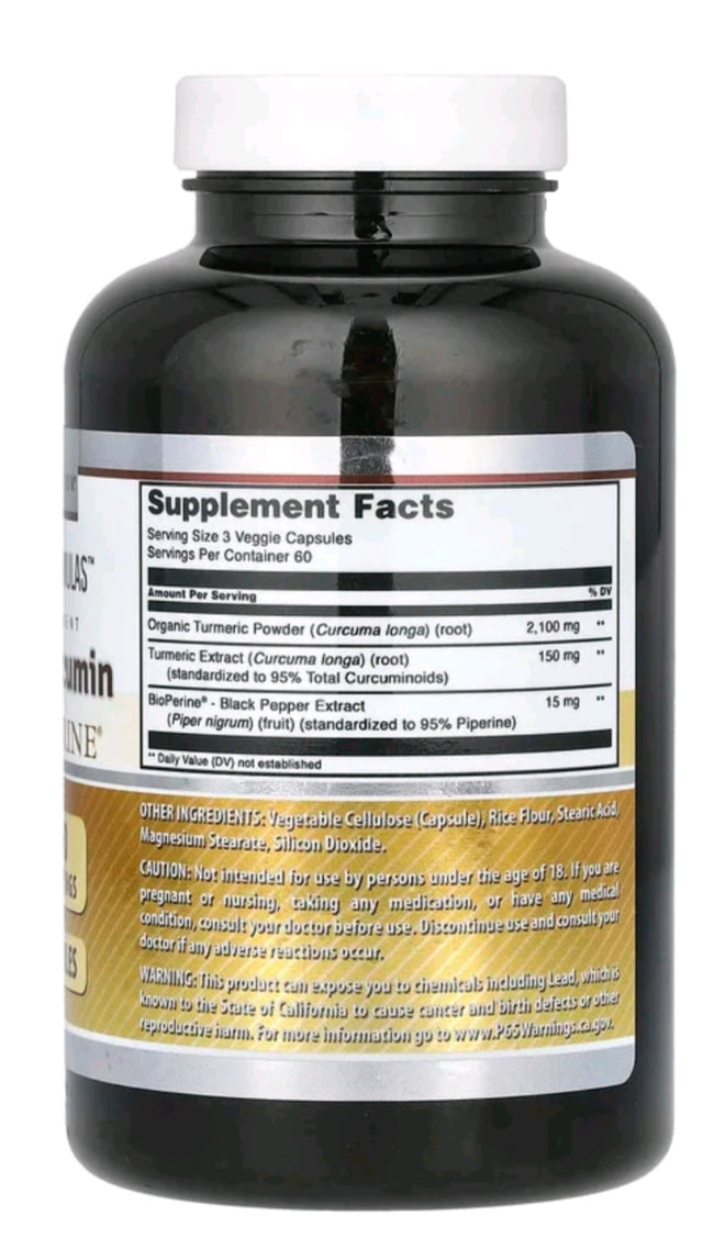 Turmeric Curcumin 2250mg 180 Capsules Amazing Formulas