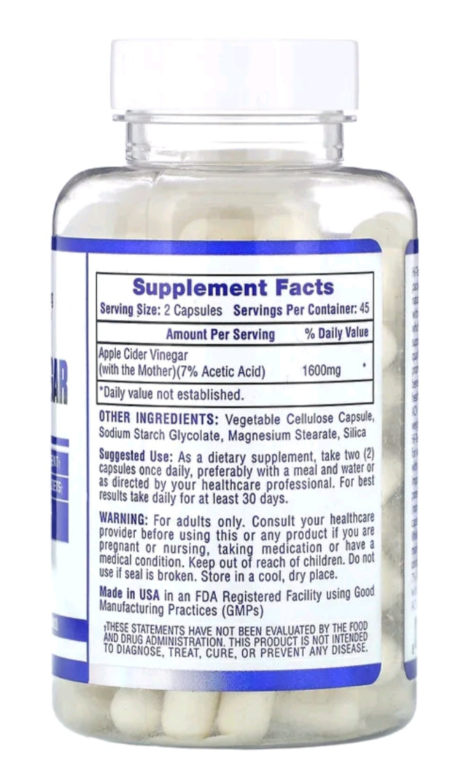 Apple Cider Vinegar 1600 mg with the mother 90 Capsules Hi-Tech